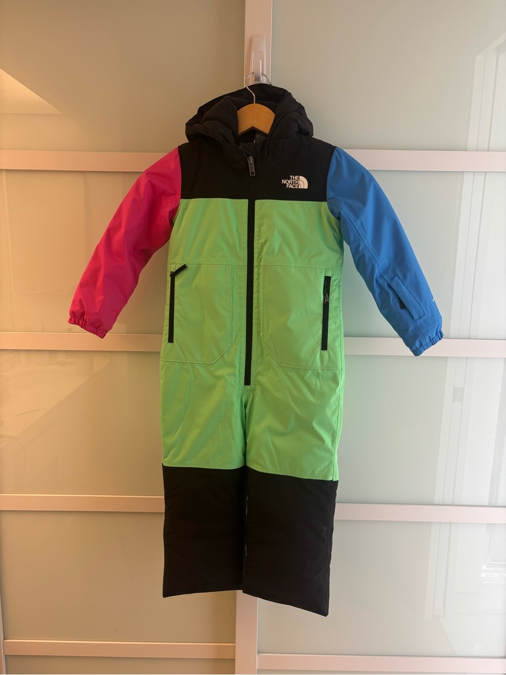 The North Face Kids Colorblock Insulated Snow One-Piece - Green, Pink & Blue